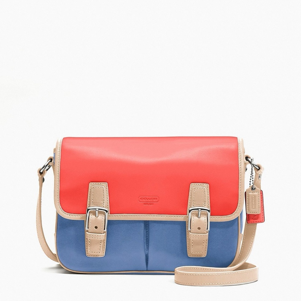 NWT Coach New York Park Red and Blue Color Block Crossbody Bag